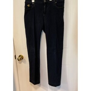 Second Yoga Jeans Straight Leg Womens 30 Dark Blue Excellent Stretch SWP-1124